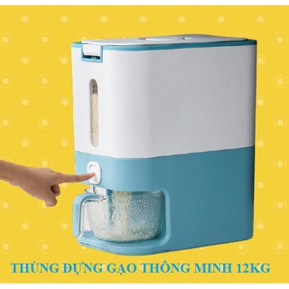 THÙNG ĐỰNG GẠO HỘP NHỰA CHỮ NHẬT 12KG BẢO QUẢN GẠO CHỐNG ẨM MỐC LẤY GẠO TỰ ĐỘNG