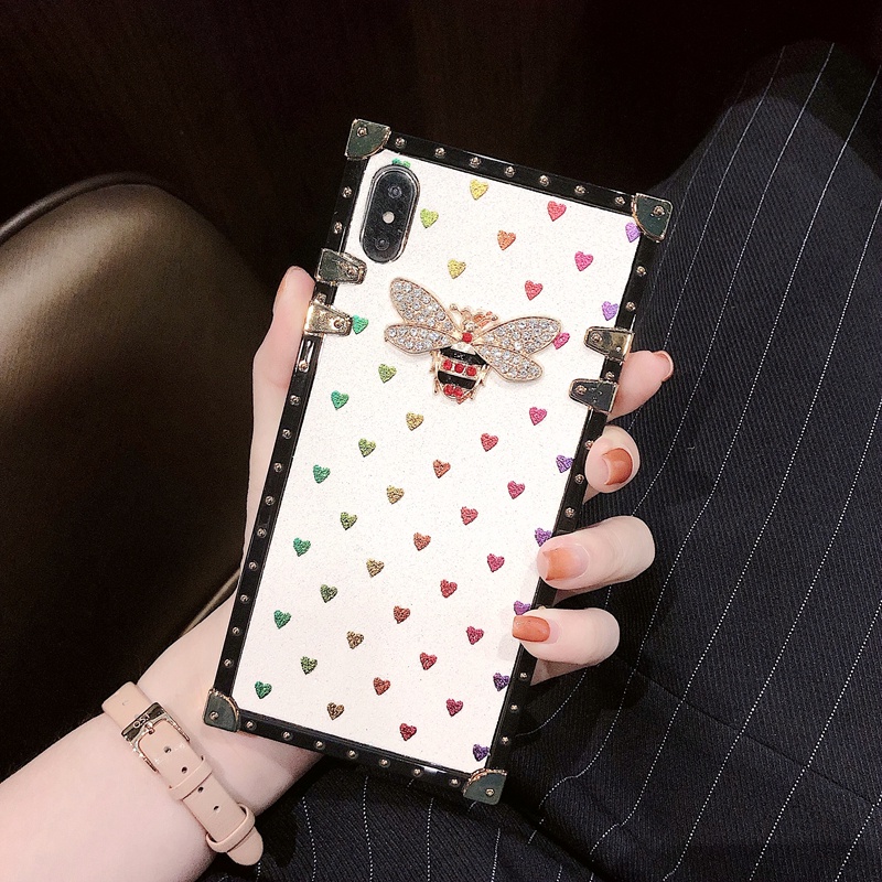 Ốp Điện Thoại Màu Hồng Họa Tiết Chú Ong Sang Trọng Cho Iphone13Promax 12Pro Mini 11Promax Xsmax 8P 7Plus 6S