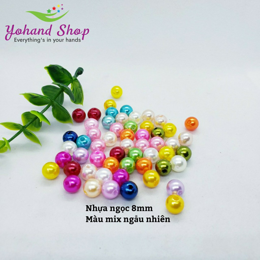 Hạt nhựa giả ngọc trai 8mm ( gói 50gr)
