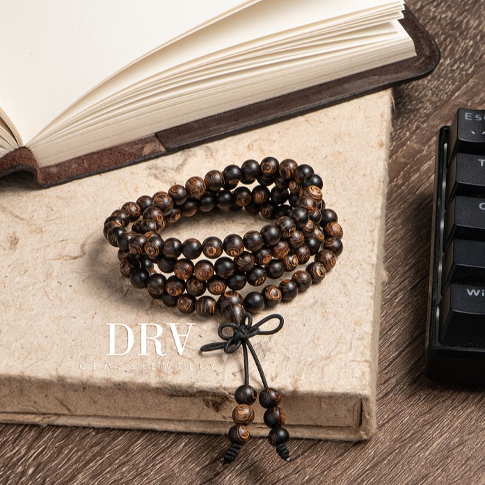 📿 Chuỗi Vòng Tay Trầm Hương Sánh Chìm 108 Hạt (6mm), Trang Sức Phong Thủy Cầu Bình An | BigBuy360 - bigbuy360.vn
