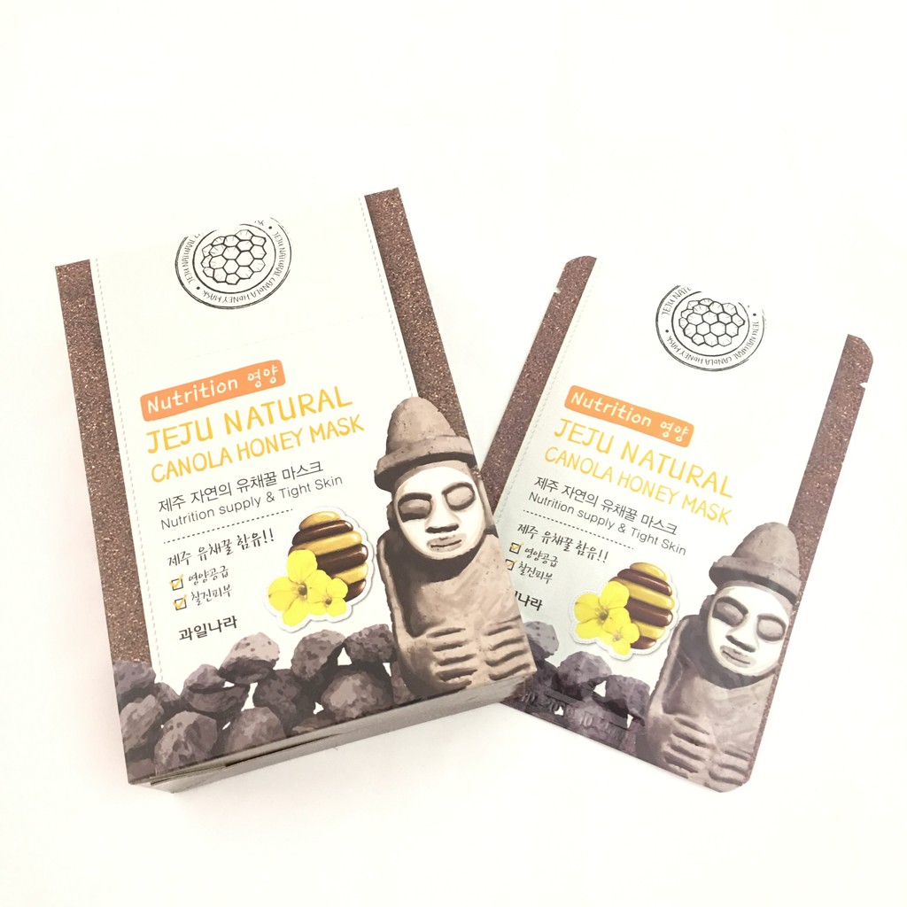 Mặt Nạ Đắp Mặt Mật ong- Welcos Jeju Natural Hàn Quốc giảm thâm mụn , se khít lỗ chân lông  Bộ 10 miếng