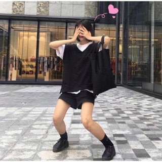 Ảnh thật áo GILE BASIC BLACK UNISEX