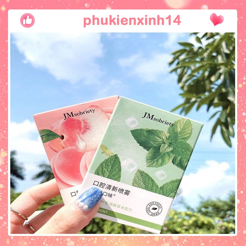 Xịt thơm miệng kháng khuẩn chính hãng nội địa Trung hương bạc hà the mát và đào ngọt