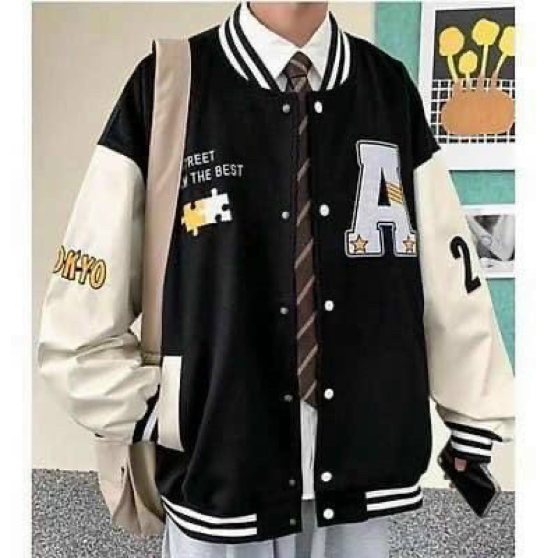 Áo khoác bomber nỉ ngoại nam - Áo khoác chống nắm phối tay hàng thêu có túi trong xịn sò