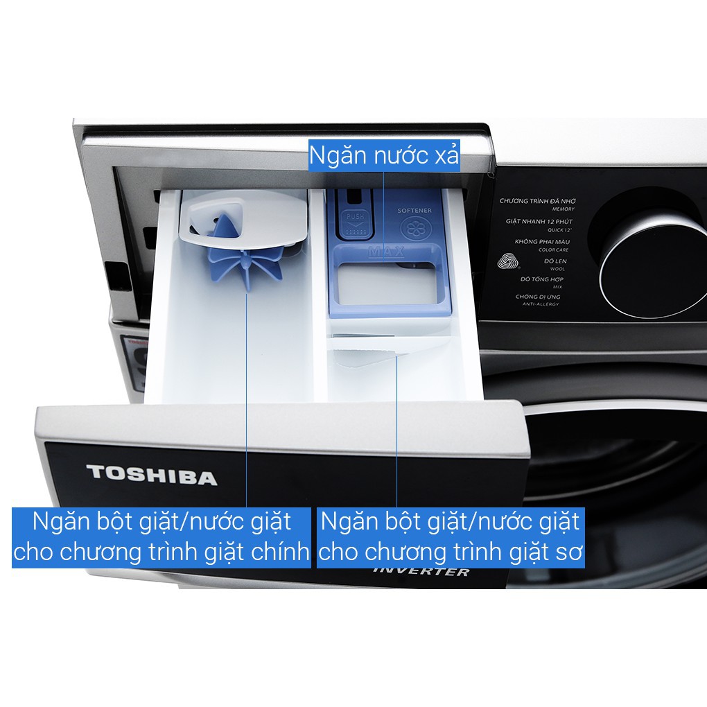 Máy giặt lồng ngang Toshiba Inverter 9,5kg TW-BH105M4V(SK)