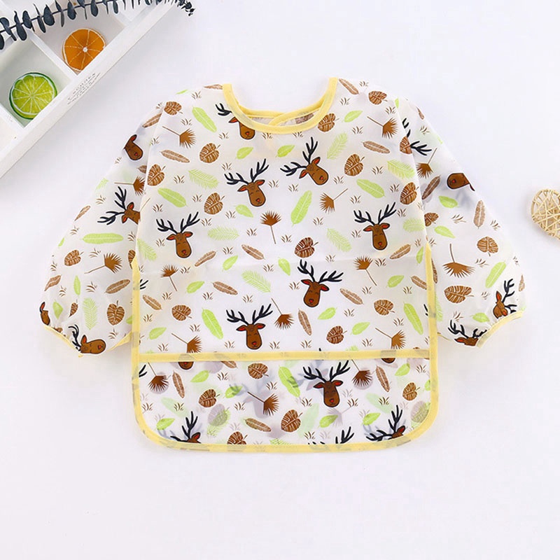 Tạp dề tay dài chống thấm nước họa tiết hoạt hình dễ thương cho bé