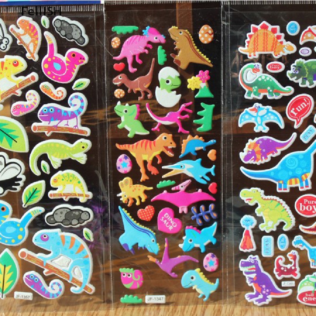 Set 10 Tấm Sticker Hoạt Hình 3D Trang Trí Sổ Tay Cho Bé Trai # 439br