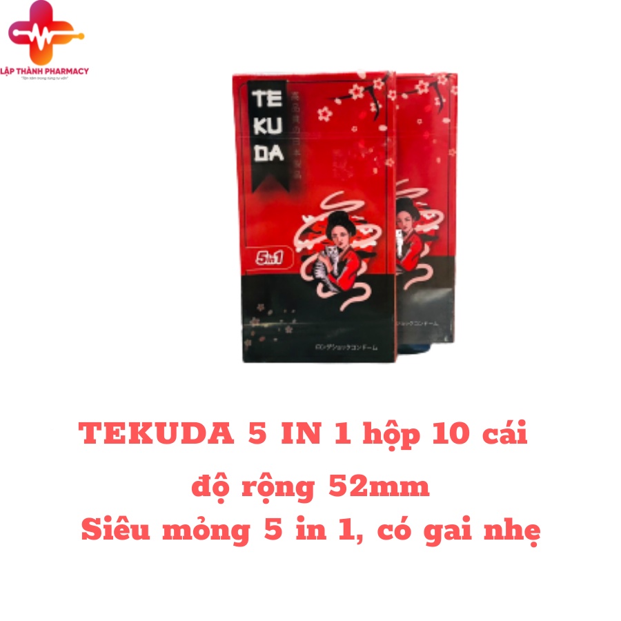 Bao cao su Nhật TeKuDa 5 in 1 siêu mỏng có gai, hộp 10 cái