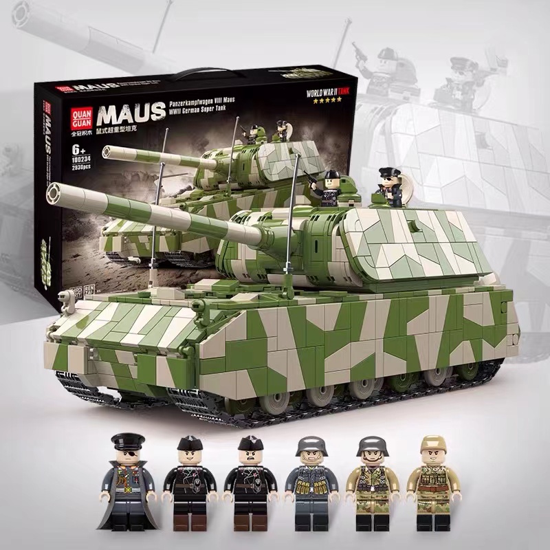 Đồ chơi giáo dục Lắp ráp Mô hình MOC German Panzer VIII Maus 2930PCS Quan Guan 100234 xe tăng