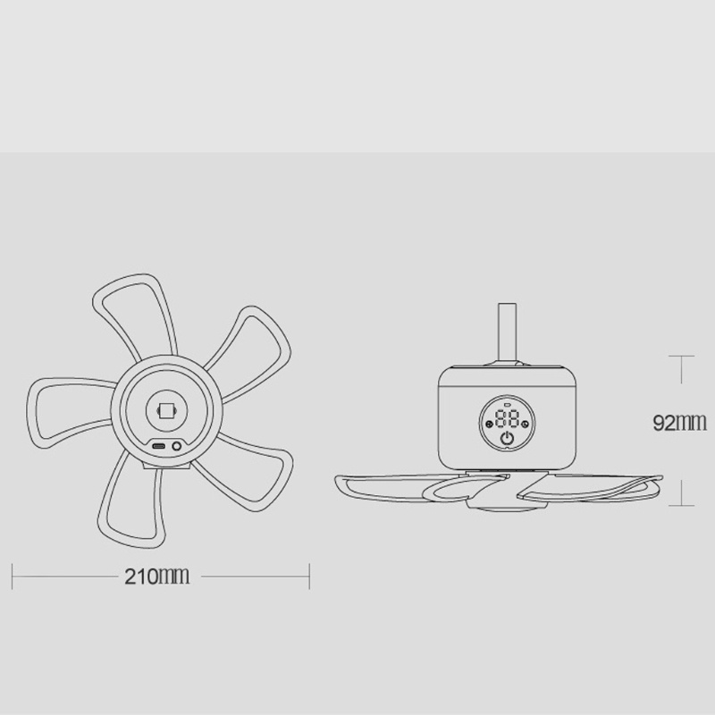 Quạt Trần 4 Cánh 8000mAh Có Đèn LED Điều Khiển Từ Xa Cho Cắm Trại