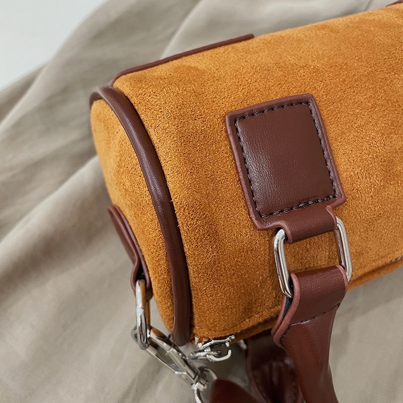 Túi Đeo Chéo Hình Trụ Chất Liệu Da Màu Trơn Thời Trang Cho Nữ Màu Sắc