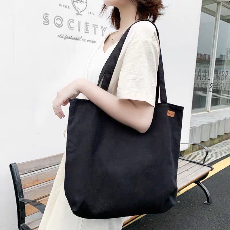 Túi Xách Canvas Sức Chứa Lớn Có Khóa Kéo Đơn Giản Cho Nữ