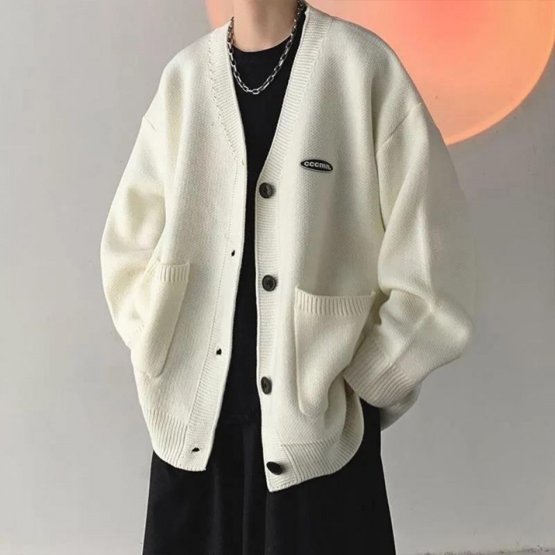 Áo Khoác Len Cardigan Cổ Chữ v Dáng Rộng Thời Trang Mùa Thu Hàn Quốc Hàng Mới Dành Cho Bạn Nam
