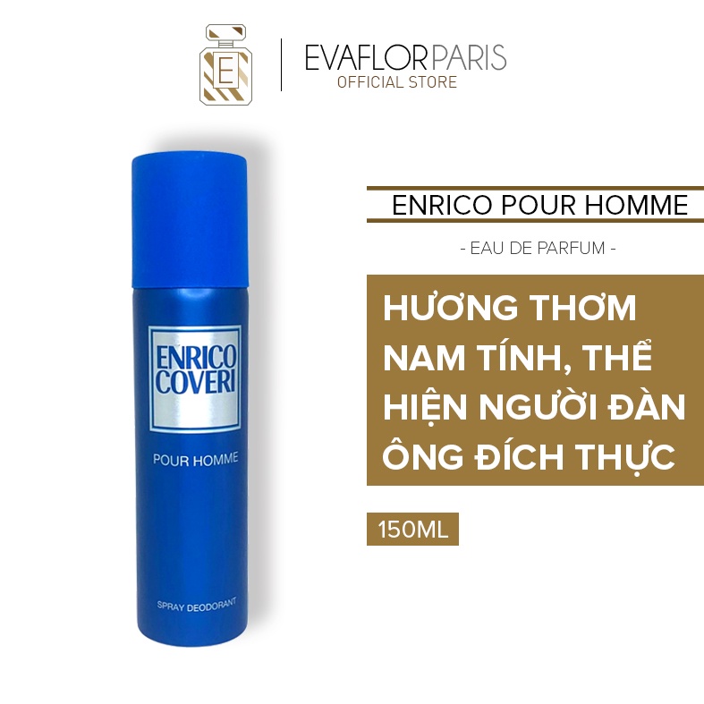 Xịt khử mùi Evaflor Enrico Coveri Pour Homme chính hãng Pháp hương thơm nam tính 150ml