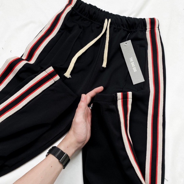 Quần jogger nam, quần thể thao nam nữ unisex viền dây phối đỏ sườn dáng suông chất