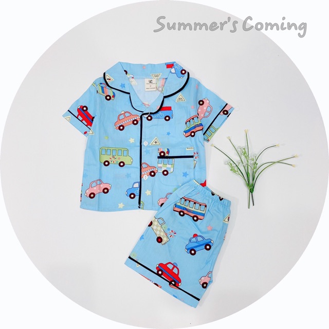 Bộ pijama hè thô Hàn loại cho bé trai, gái