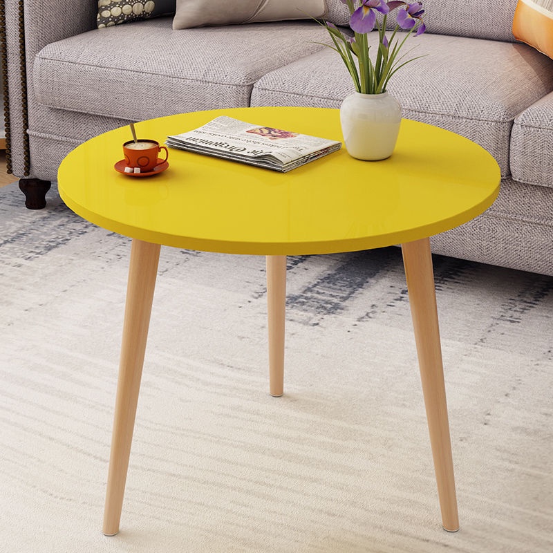 Bàn trà sofa tròn chân gỗ sồi trang trí cực chill phòng khách thông minh màu Vàng- BT50M.05