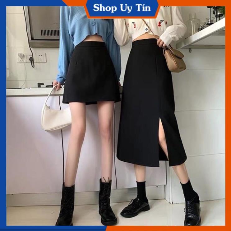 Chân Váy Chữ A Công Sở Dài Xẻ Tà  Chân Váy Dáng Dài Qua Gối Hàn Quốc Màu Đen Trắng Đẹp Cao Cấp CV001 | BigBuy360 - bigbuy360.vn