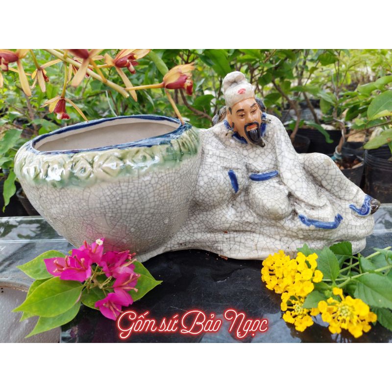 chậu tượng la hán ông sây men sứ loại 1 gốm sứ bảo ngọc