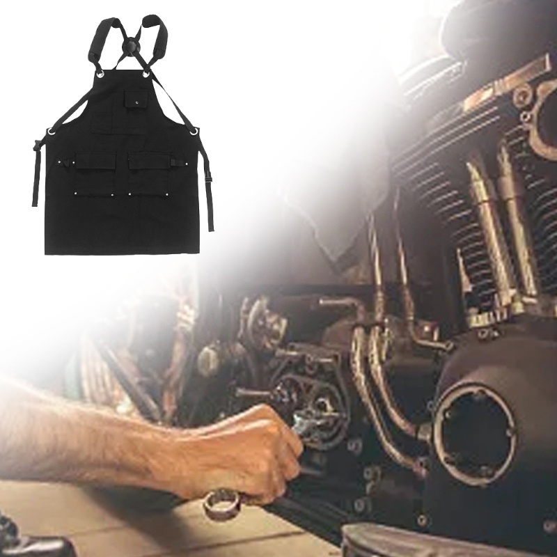 Tạp Dề Vải Canvas Chuyên Nghiệp Có Túi Và Dây Đeo Chéo Sau Lưng Cho Nam Nữ