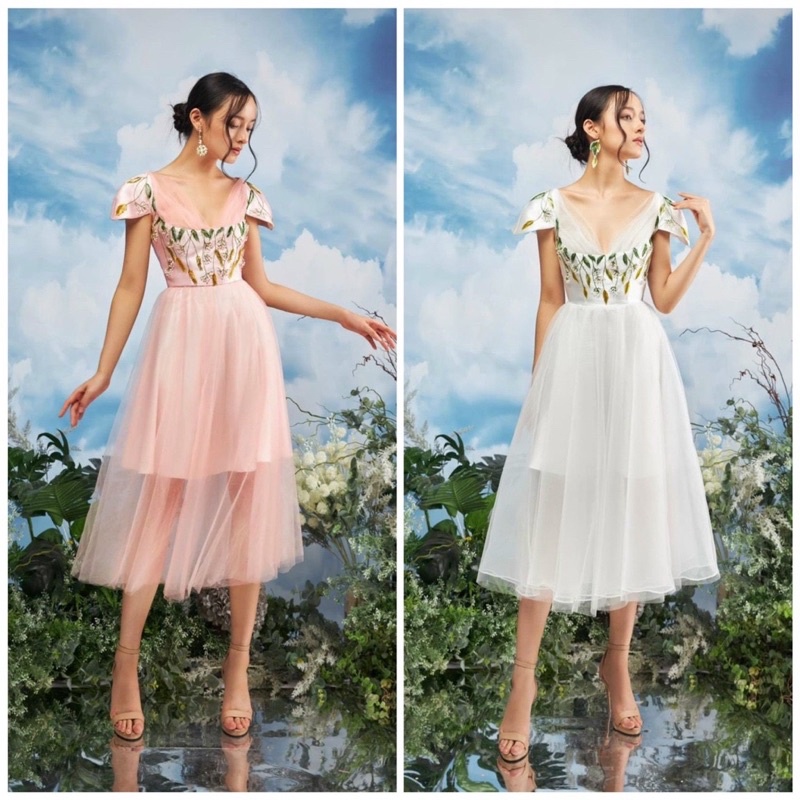 Đầm dự tiệc công chúa tay dài phồng TRIPBLE T DRESS - Size M/L (kèm ảnh/video thật ) MS47Y