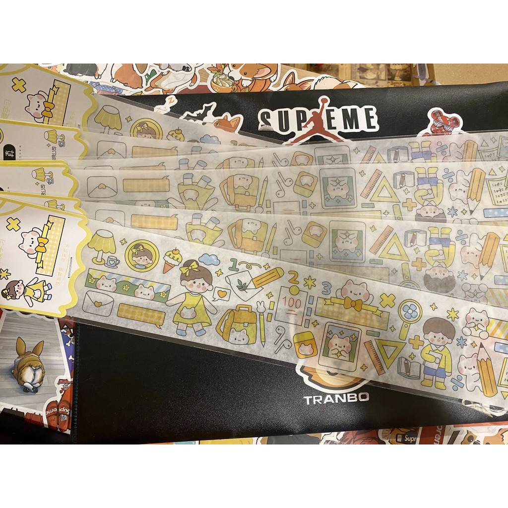 Set Sticker,Washi Và Tập Giấy Note Ghi Chú Dán Cực Cute, Màu Sắc Xinh Xắn Trang Trí Sổ