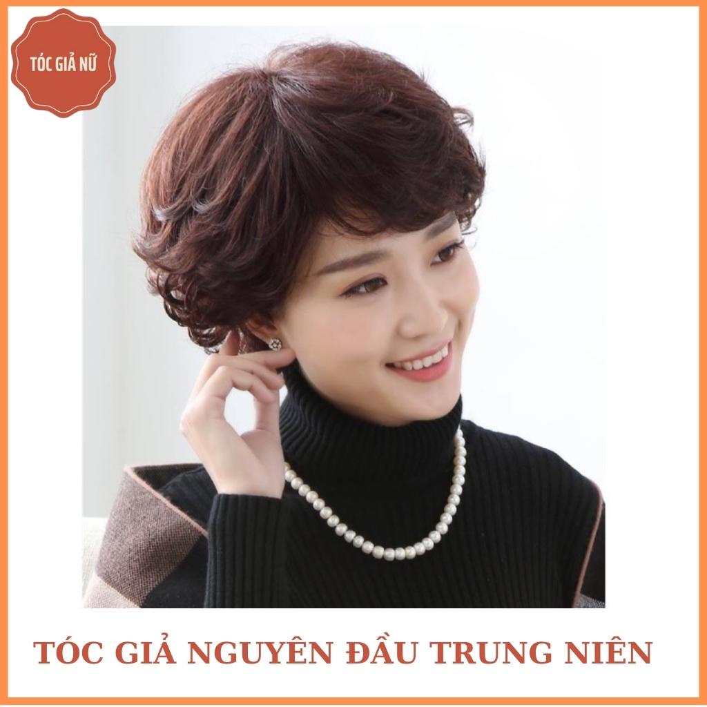 Tóc giả nguyên đầu trung niên xoăn ngắn cc59, dành cho quý cô thay đổi phong cách trẻ trung.