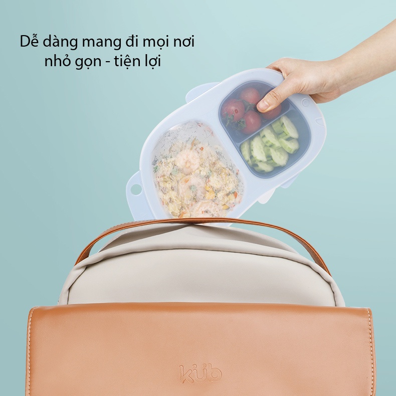 Khay ăn dặm kiểu nhật an toàn cao cấp có nắp đậy Khay chia cơm cho bé KUB