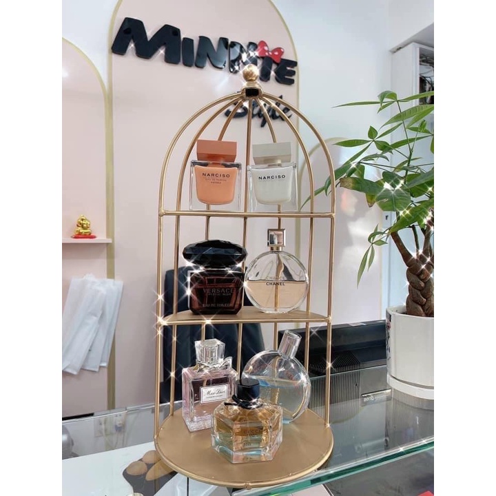 Kệ mỹ phẩm lồng chim nhiều tầng đựng đa năng để túi xác, nước hoa, decor nội thất văn phòng KE12