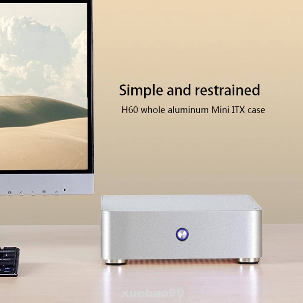 Vỏ máy tính thiết kế bền hình ngang E-H60 siêu mỏng HTPC Mini ITX làm bằng hợp kim nhôm