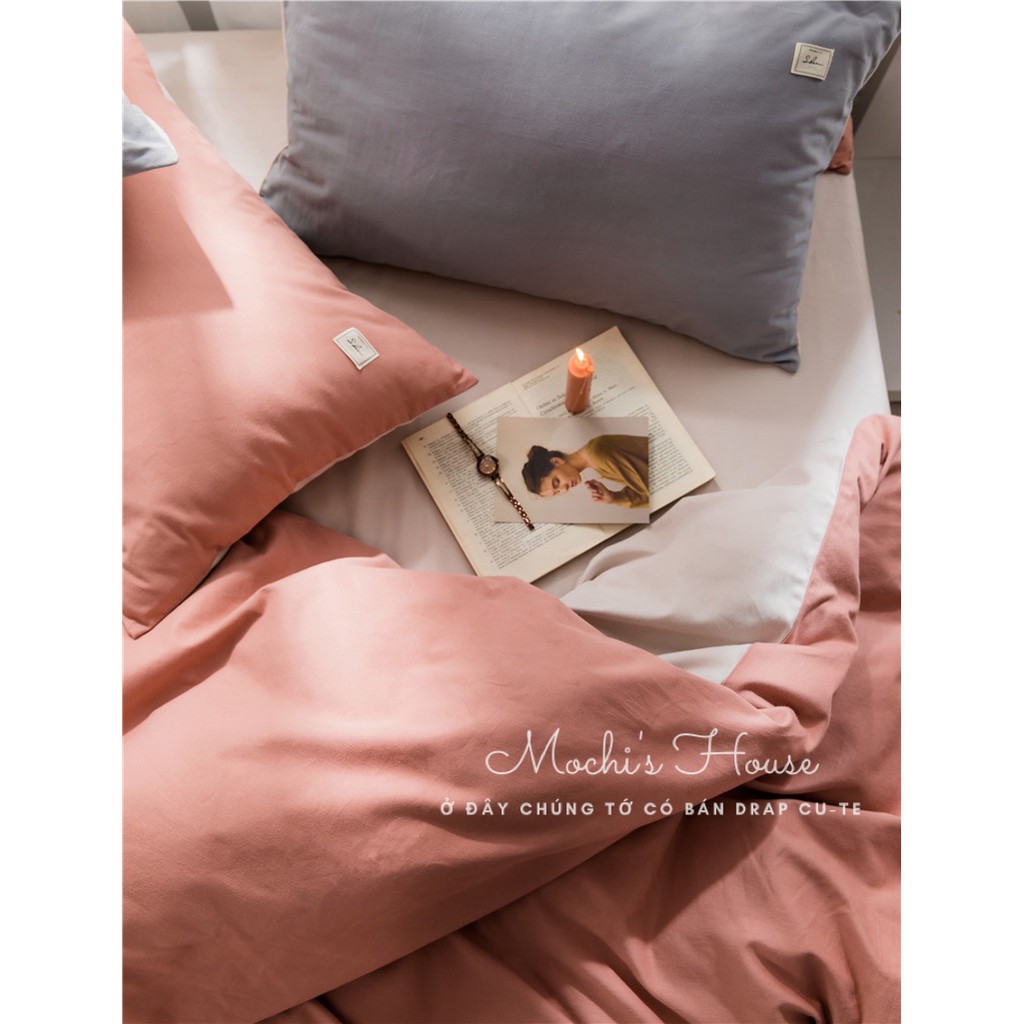 [HÀNG XUẤT NHẬT] BỘ CHĂN GA GỐI COTTON HÀN QUỐC TICI VẢI MỊN MÁT MÀU CAM ĐẤT PHỐI GHI | BigBuy360 - bigbuy360.vn