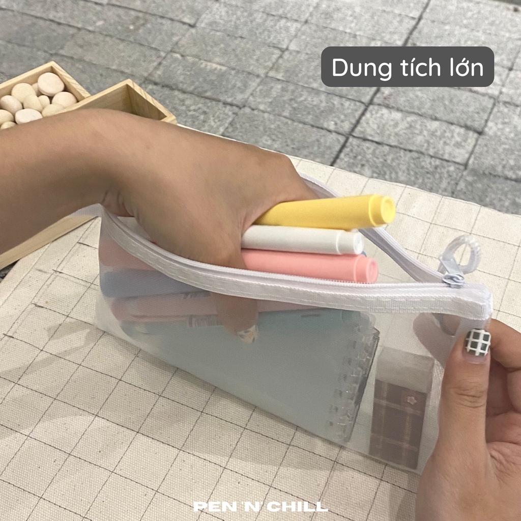 Bóp Viết Túi Lưới Đen Phong Cách Tối Giản Đa Năng