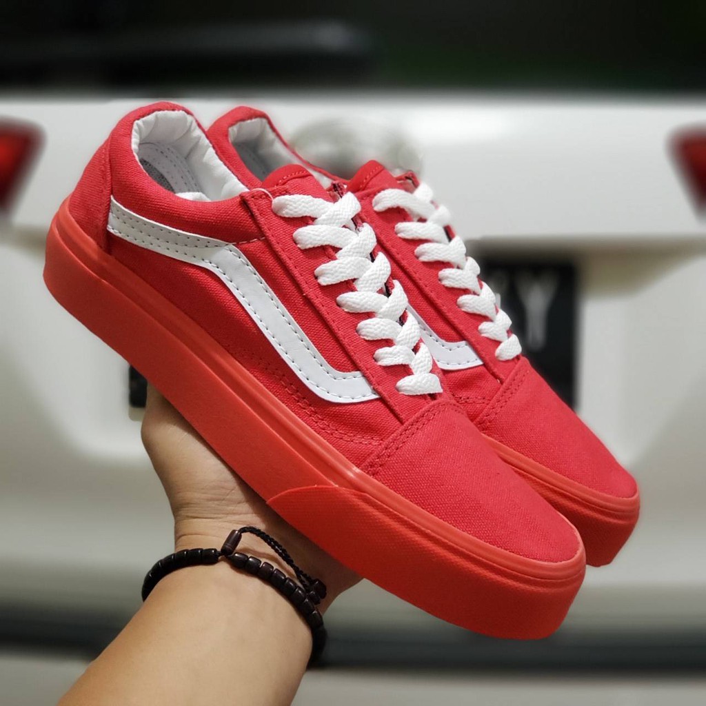 Giày Sneakers VANS OLD SKOOL Phối Màu Đỏ Trắng Cá Tính
