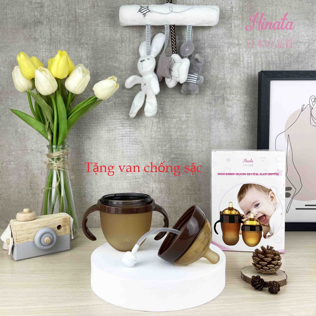 Bình sữa Silicon chống sặc HINATA - Núm ti mềm, bé hợp tác ngay lần đầu sử dụng BS03