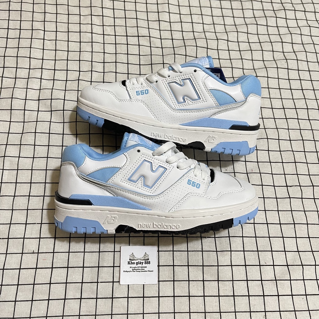 giày newbalance 550 xanh biển cao cấp, giày NB 550 xanh da trời trắng đế đen mới