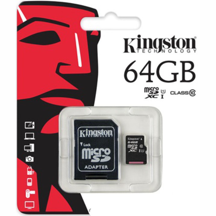 Thẻ nhớ Kingston 64GB Chính hãng – Bảo hành 5 năm – Kingston MicroSD Class10 – Kèm Adapter