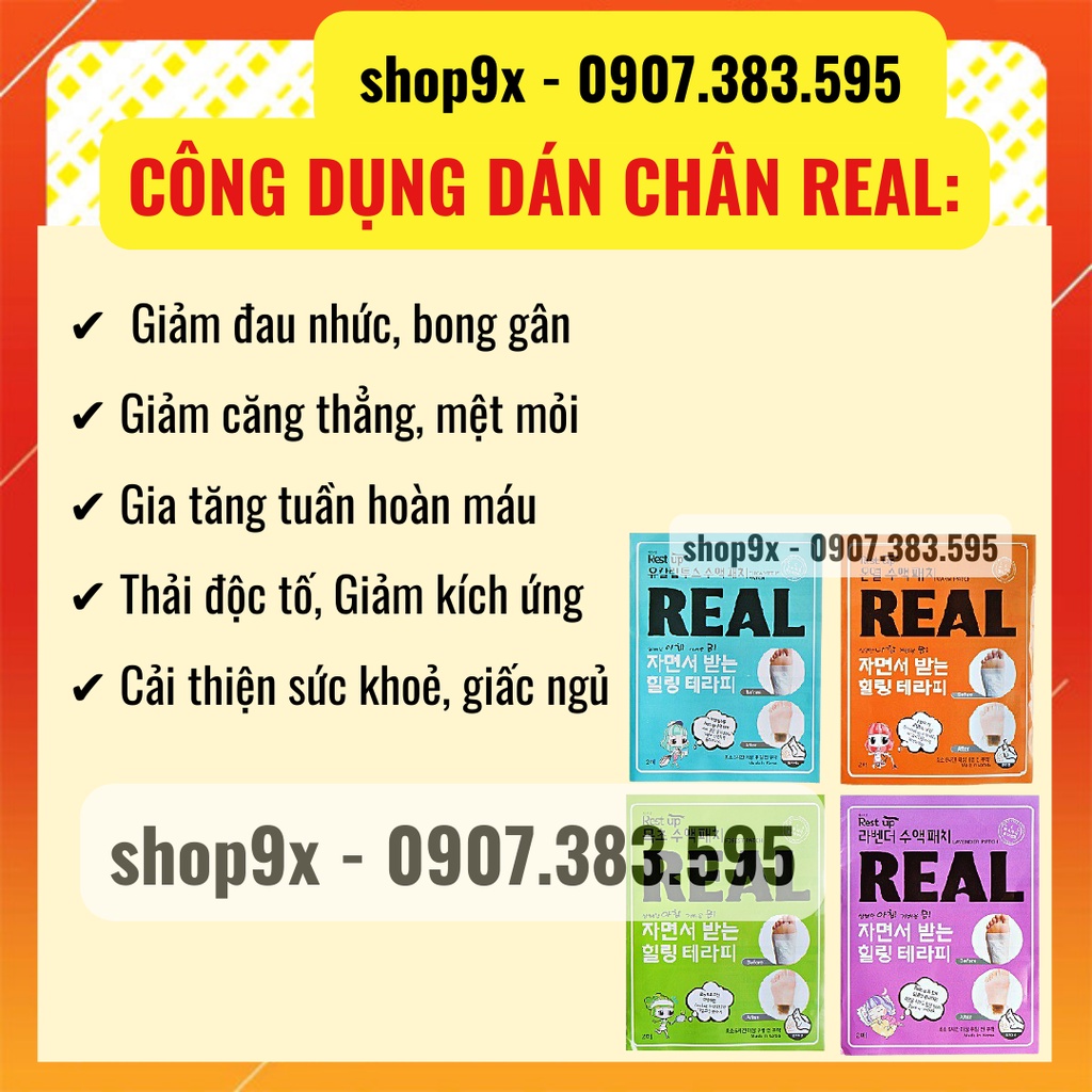 Miếng Dán Thải Độc Chân REAL Hàn Quốc (1 Cặp / Gói) Rest Up Patch Real