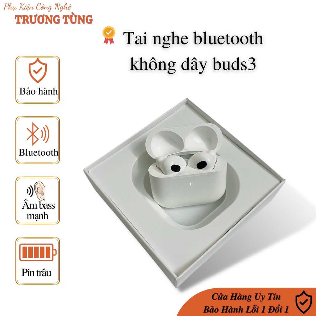 Tai nghe không dây Buds3 cao cấp, Kết nối Bluetooth Có micro nhét tai Thiết kế không núm ôm tai Âm thanh Cực hay