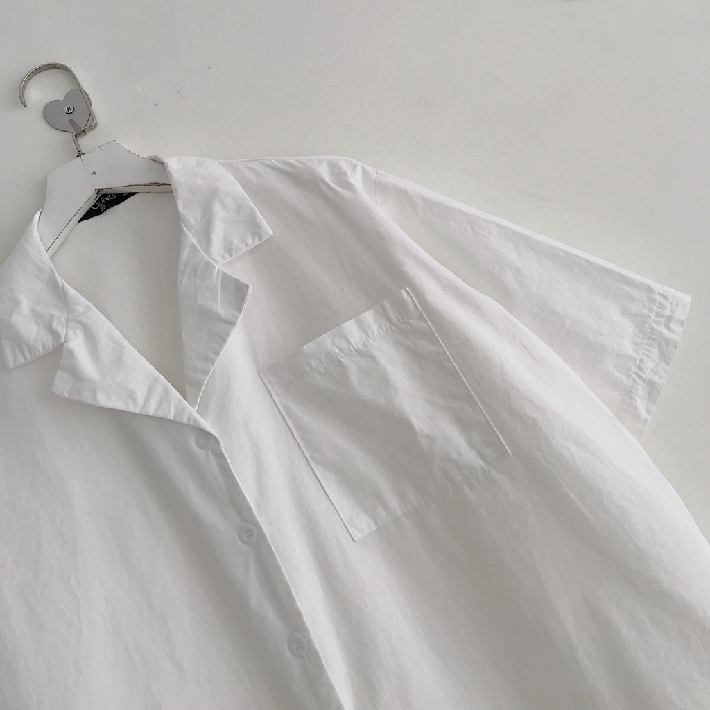 Sơ Mi Nữ Tay Ngắn JEM CLOSET  Màu Trắng Form Rộng GILTO Mix Đi Học Chơi 10371
