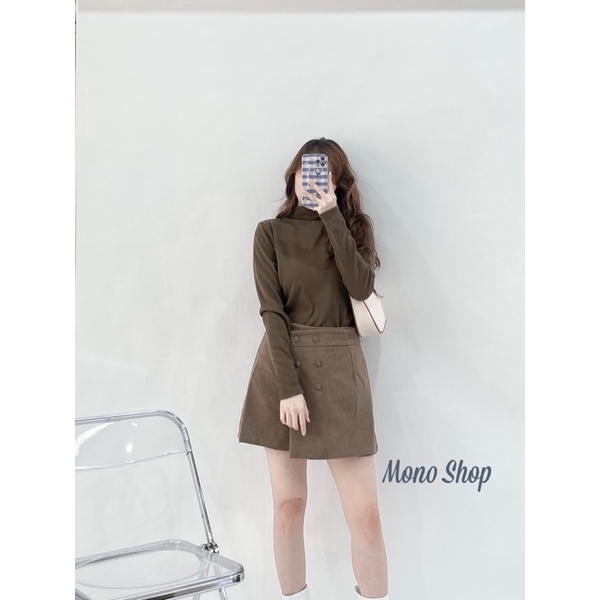 Quần giả váy nhung gân đắp sáu nút chất đẹp Ảnh thật/ sẵn