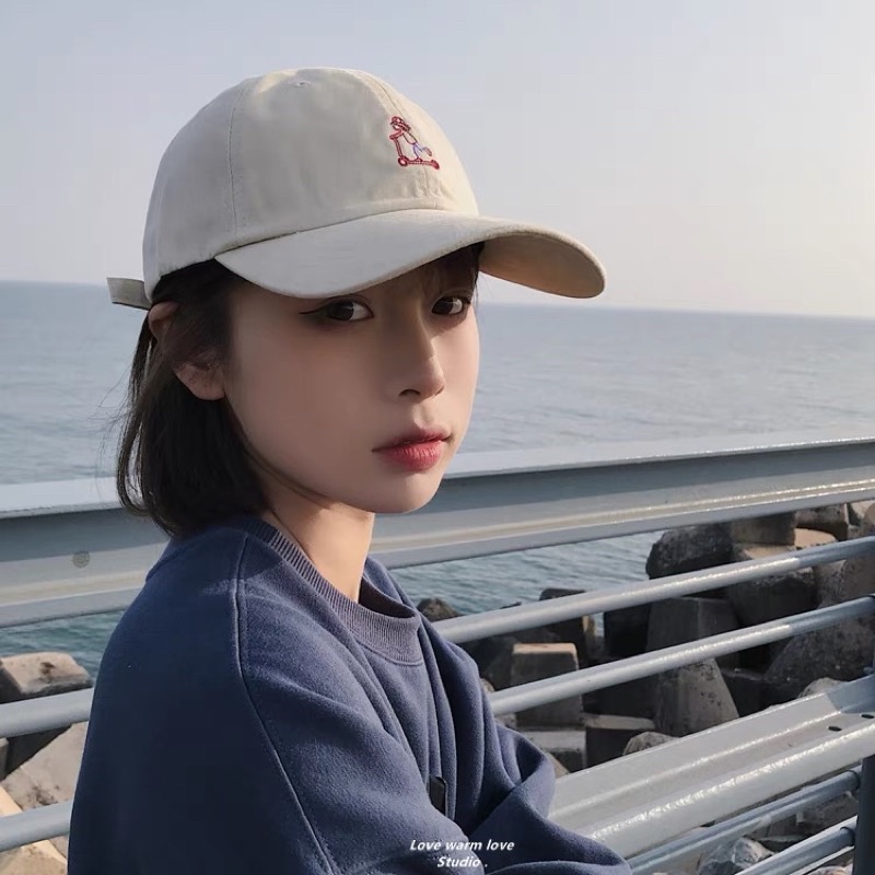 Mũ nón lưỡi trai màu be thời trang phong cách hàn quốc