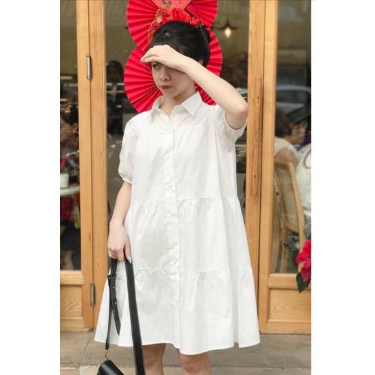 đầm baby doll cổ sơ mi