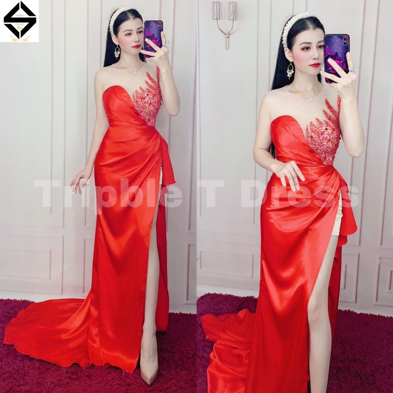 Đầm maxi body dạ hội kết cườm ngực siêu xinh TRIPBLE T DRESS - size S/M/L- MS407V
