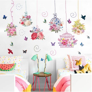 Decal dán tường giỏ hoa treo tường