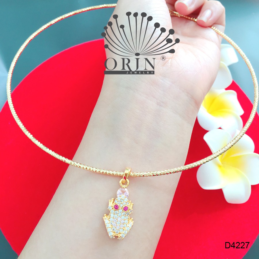 Kiềng cổ dạng nhuyễn bền màu mặt cóc ngậm ngọc may mắn đính đá thiết kế cao cấp Orin D4227