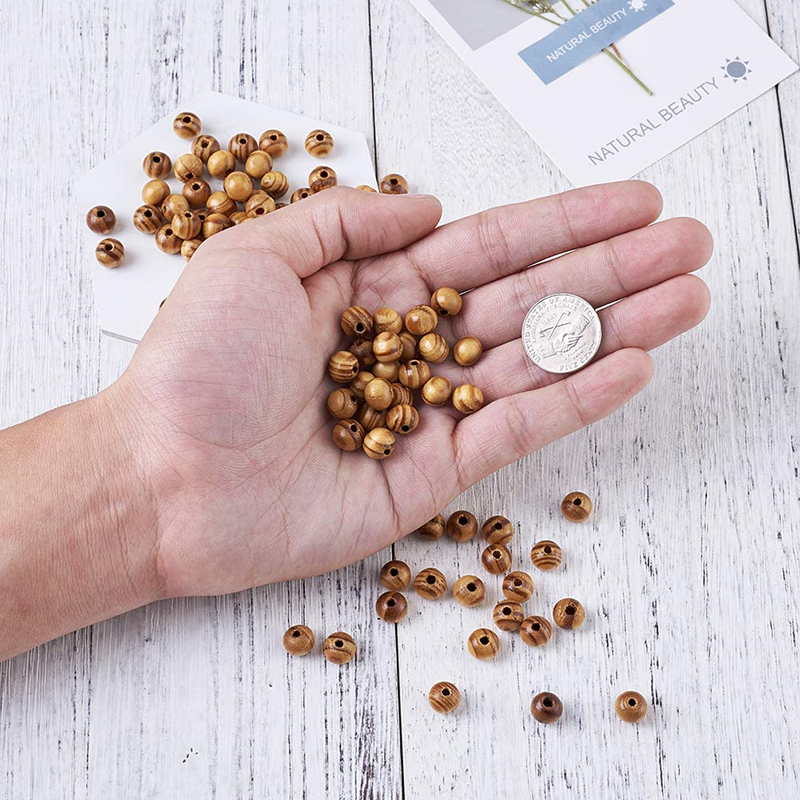 Bộ 100-200 hạt gỗ tròn dùng làm trang sức thủ công