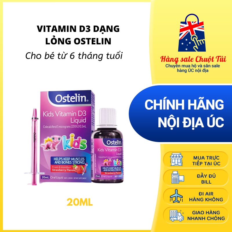 Vitamin D3 dạng lỏng Ostelin Kids Liquid 20ml - Nội địa Úc