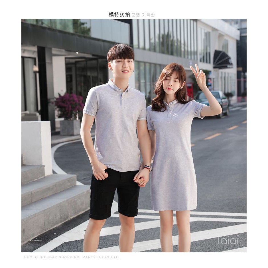 Áo đôi áo cặp - Áo đôi nam nữ đẹp Set áo váy sơ mi Hàn Quốc dáng dài COUPLE STORE