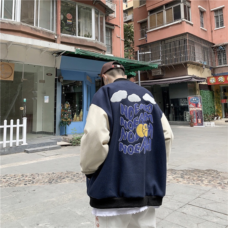 Áo khoác bóng chày dáng rộng thời trang dành năng động cho nam