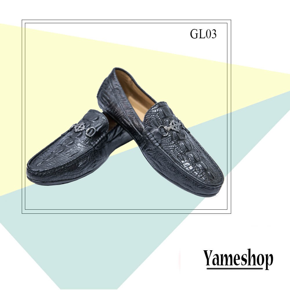 Giày bệt da cá sấu họa tiết trẻ trung GL03-Giày da lười 2019 (Tặng 1 đôi lót giày/sp)